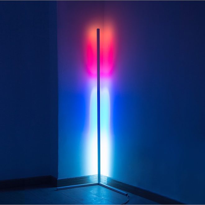 Modern – Colour RGB – Minimalist LED Corner Floor Lamp – White – Mood Lighting