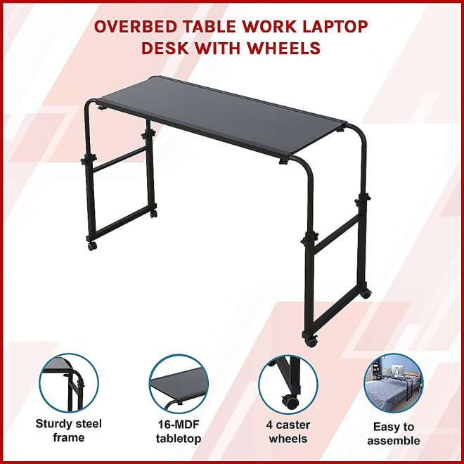 Overbed Table Work Laptop Desk with Wheels