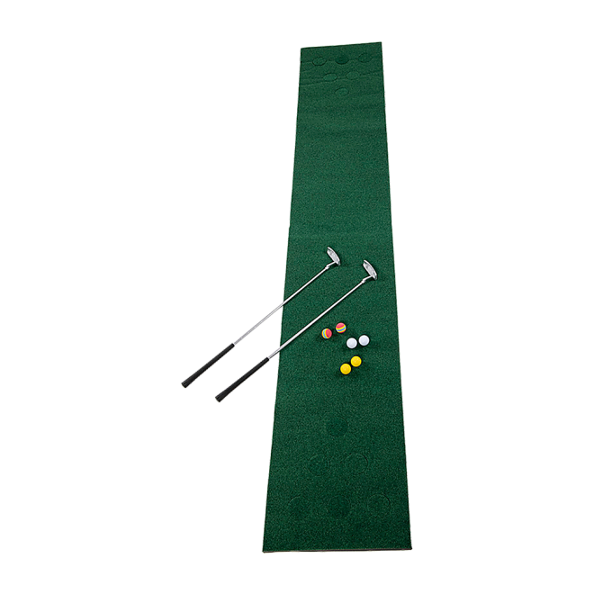 Golf Beer Pong Game Toy Set Green Golf Putting Matt with 2 Putters, 6 Balls