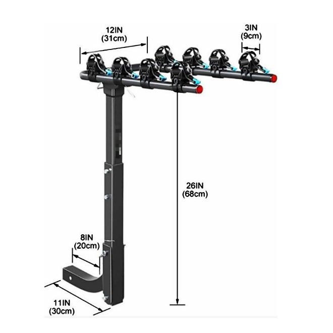 Premium 4-Bike Carrier Rack Hitch Mount Swing Down Bicycle Rack W/ 2″ Receiver