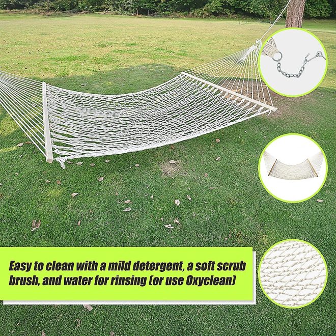 4m Traditional Cotton Rope Hammock with Hanging Hardware