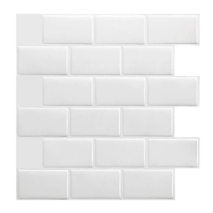 Tiles 3D Peel and Stick Wall Tile 10 sheets – 300 x 300 mm, Subway White