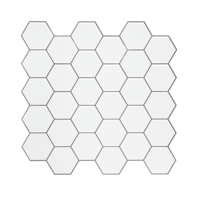 Tiles 3D Peel and Stick Wall Tile 10 sheets – 300 x 300 mm, Hexagon White