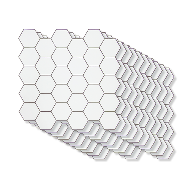 Tiles 3D Peel and Stick Wall Tile 10 sheets – 300 x 300 mm, Hexagon White