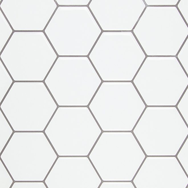 Tiles 3D Peel and Stick Wall Tile 10 sheets – 300 x 300 mm, Hexagon White