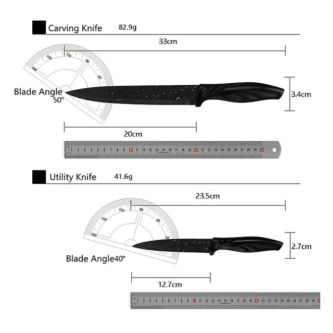 Kitchen 17 Pc Knife Set w/ Block & Sharpener Chef Bread Steak Knives