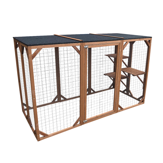 180cm Large Cat Enclosure Wooden Outdoor Cage with 3 Platforms