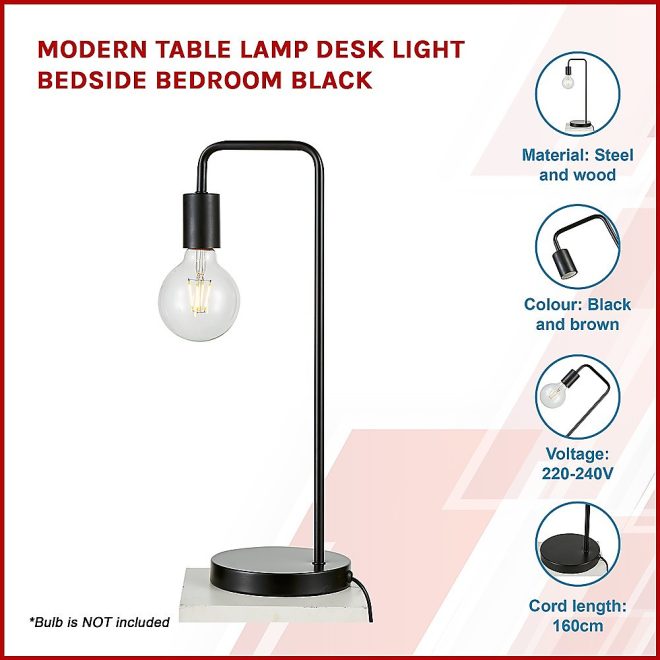 Modern Table lamp Desk Light Bedside Bedroom – Black