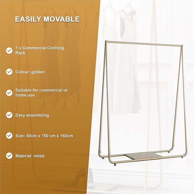 Gold Clothing Retail Shop Commercial Garment Display Rack