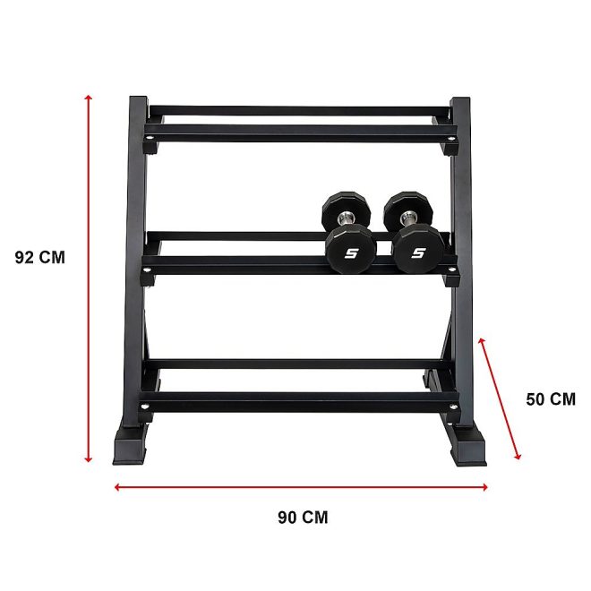 Dumbbell Rack Storage Stand Hex Weight Heavy Duty 3 Tier Wide Home Gym Fitness