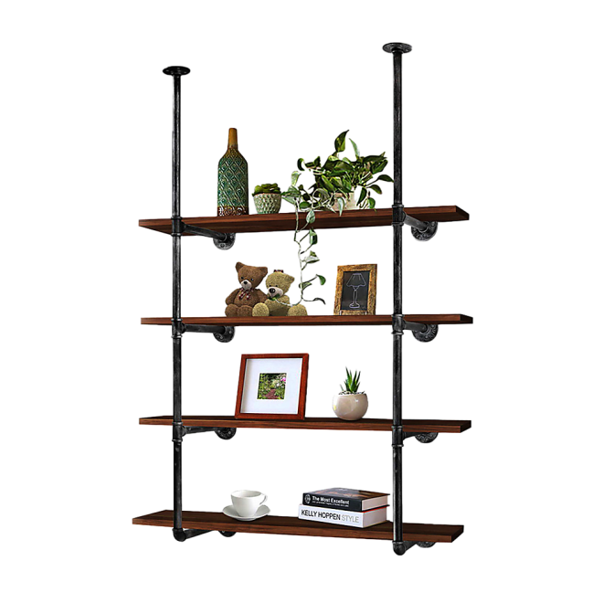 Wall Shelves Display Bookshelf Industrial DIY Pipe Shelf Rustic Brackets