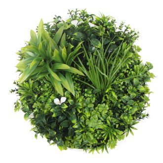 Flowering White Artificial Green Wall Disc UV Resistant