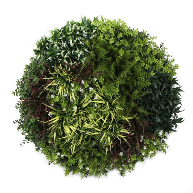 Slimline Artificial Green Wall Disc Art 90cm Green Field UV Resistant – Black