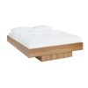 Walnut Oak Wood Floating Bed Base Queen