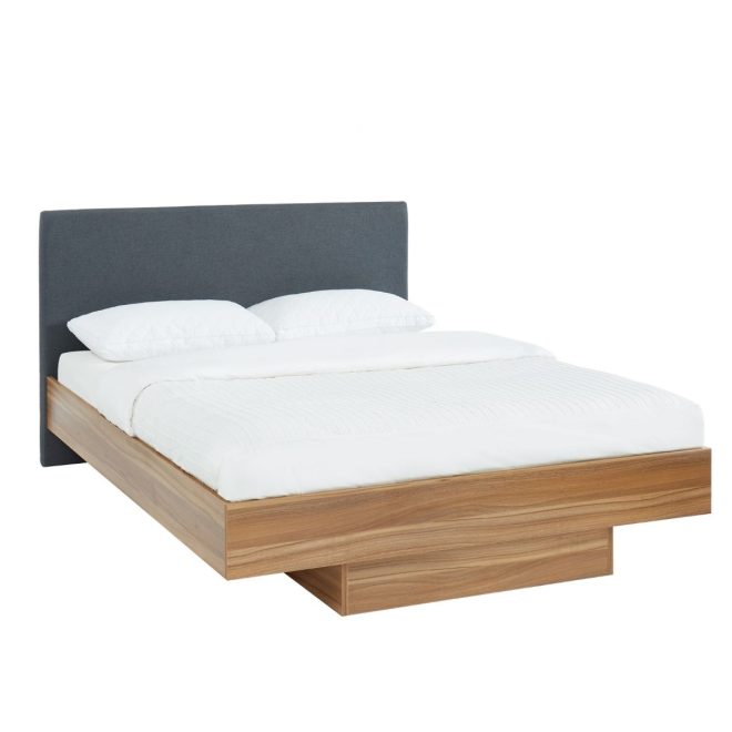 Wood Floating Bed Frame King – Walnut Oak