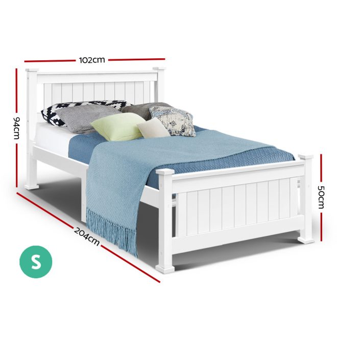 Petina Wooden Bed Frame – White – SINGLE