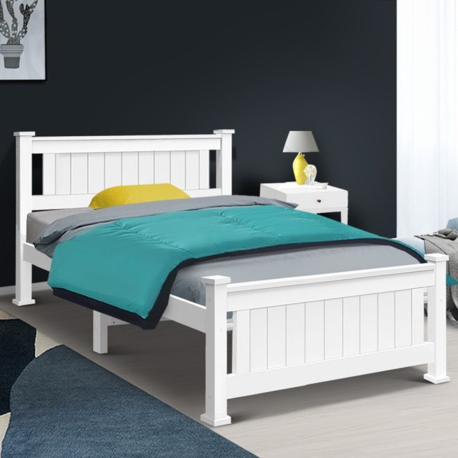 Petina Wooden Bed Frame – White – SINGLE