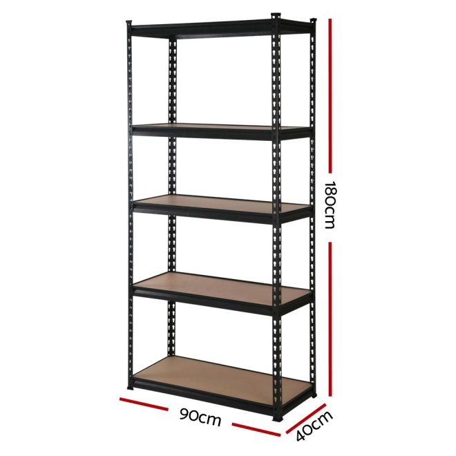 4X1.8M Garage Shelving Warehouse Rack Storage Shelves Pallet Racking – Black