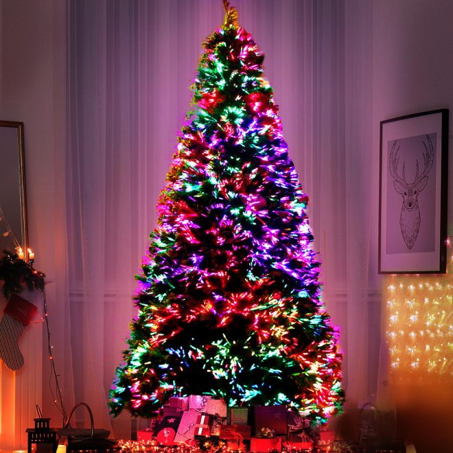 Jingle Jollys Christmas Tree LED Xmas trees Optic Fibre Multi Colour – 6ft