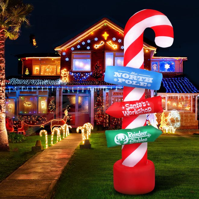 Christmas Inflatable Candy Pole 2.4M Illuminated Decorations