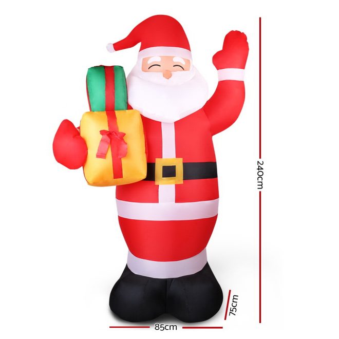 Jingle Jollys Christmas Inflatable Santa Decorations Outdoor Air-Power Light – 2.4M