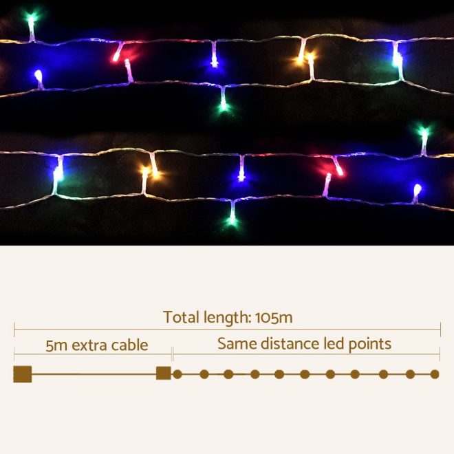 Jingle Jollys Christmas String Lights 500LED – MULTICOLOUR