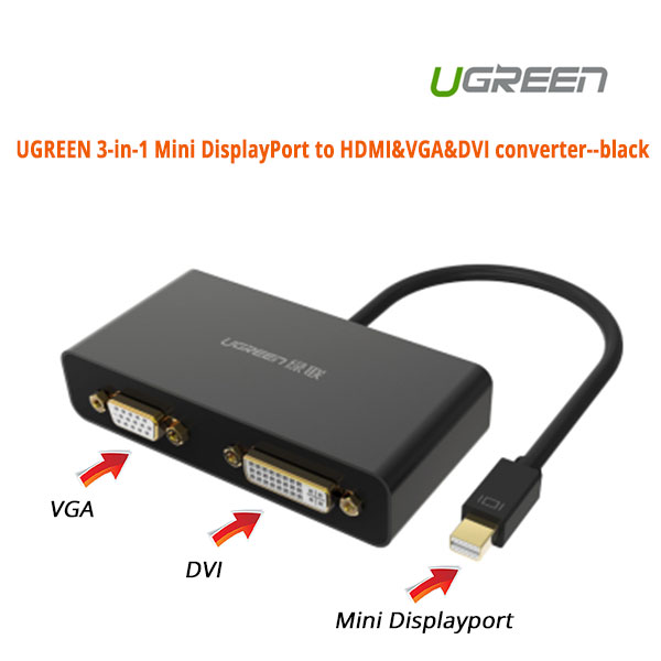 UGREEN 3-in-1 Mini DisplayPort to HDMI&VGA&DVI converter – black (10440)