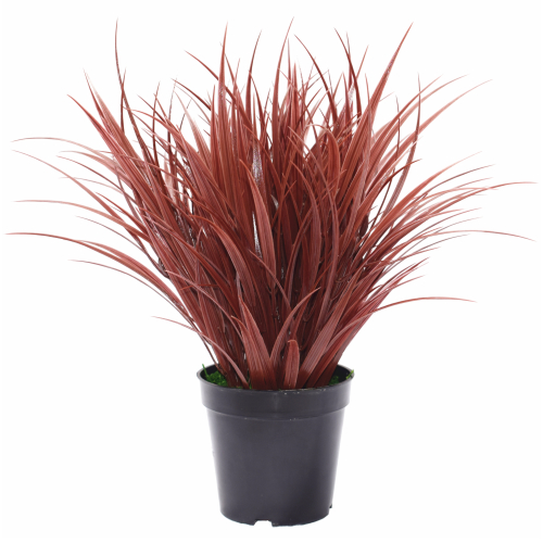 Artificial Ornamental Potted Dense Grass 38cm – Burgundy