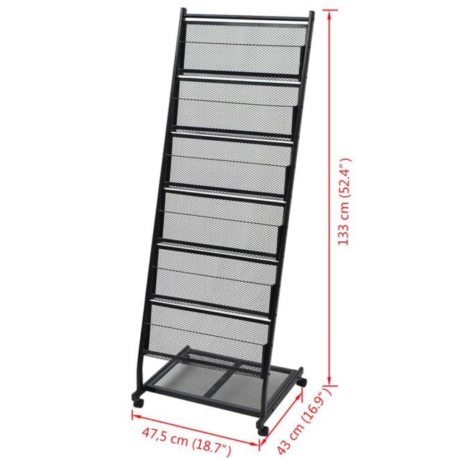 Magazine Rack 47.5x43x133 cm Black A4