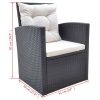 6 Piece Outdoor Dining Set with Cushions Poly Rattan – Black