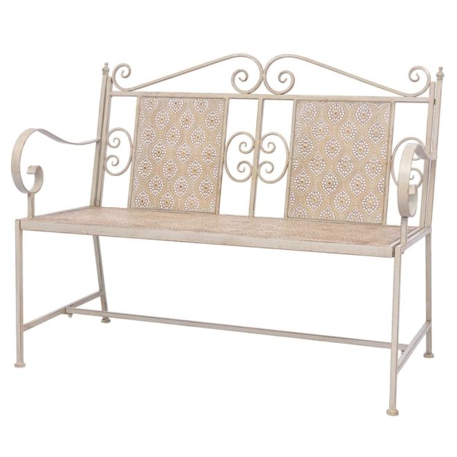 Garden Bench 115 cm Steel – Vintage White