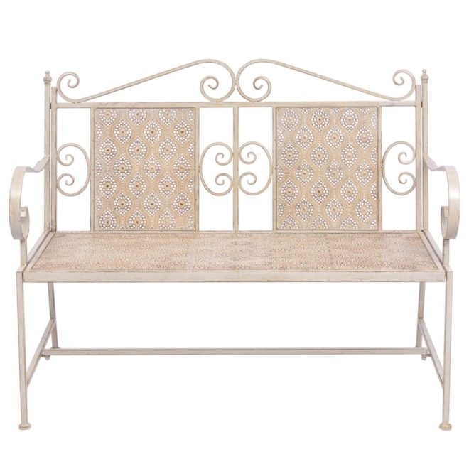 Garden Bench 115 cm Steel – Vintage White