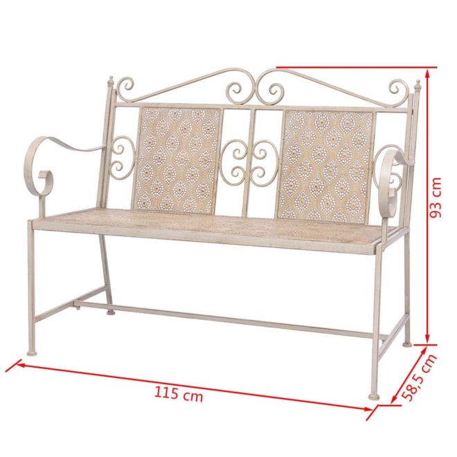 Garden Bench 115 cm Steel – Vintage White