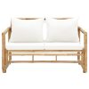 2 Seater Garden Sofa with Cushions Bamboo – Cream