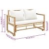 2 Seater Garden Sofa with Cushions Bamboo – Cream