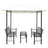 Garden Pavilion with Table and Benches 2.5×1.5×2.4 m – White