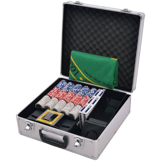 Combine Poker/Blackjack Set with 600 Laser Chips Aluminium