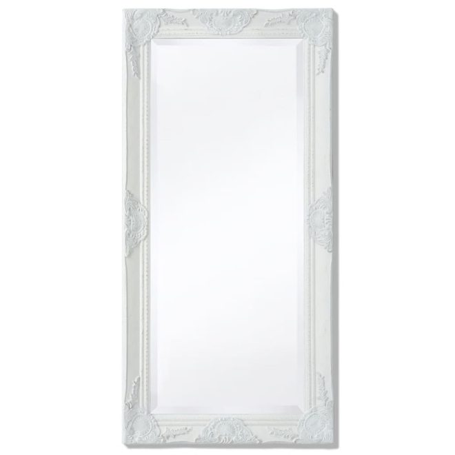 Wall Mirror Baroque Style 100×50 cm – White