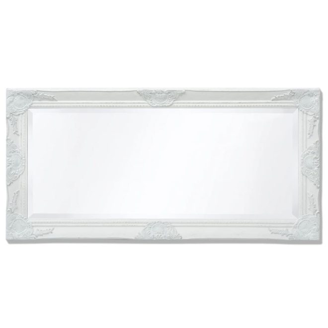 Wall Mirror Baroque Style 100×50 cm – White