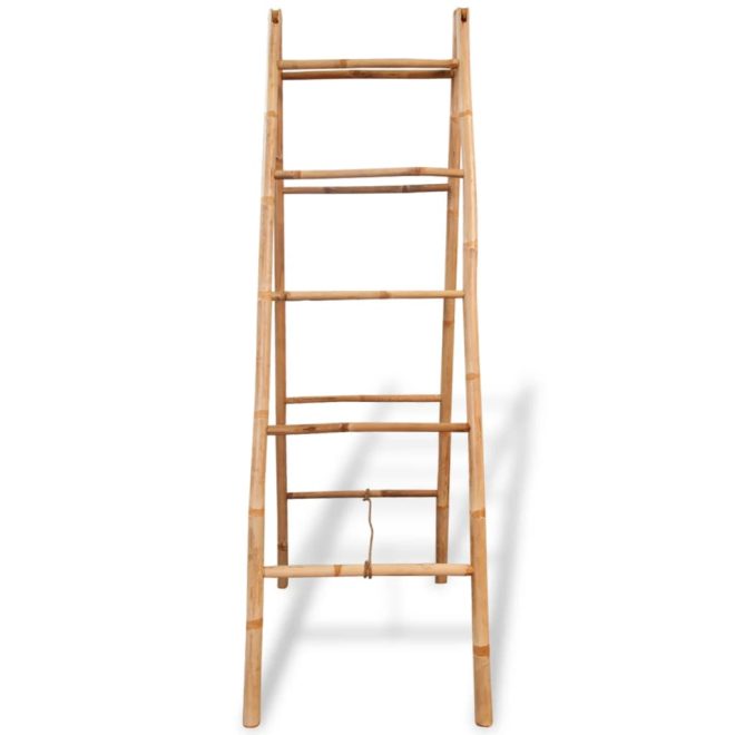 Double Towel Ladder with 5 Rungs Bamboo 50×160 cm