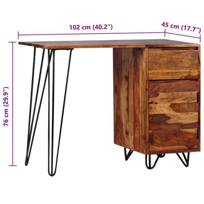 Writing Desk with 1 Drawer and 1 Cabinet Solid Sheesham Wood