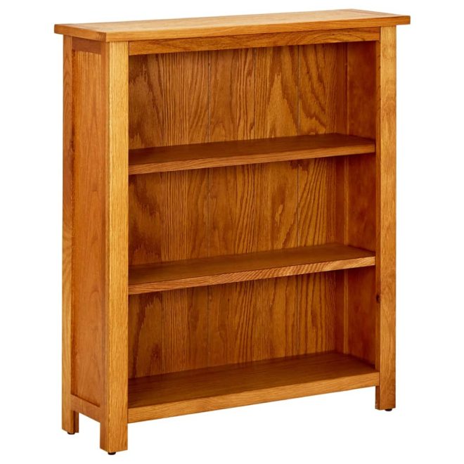 3-Tier Bookcase Solid Oak Wood – 70×22.5×82 cm