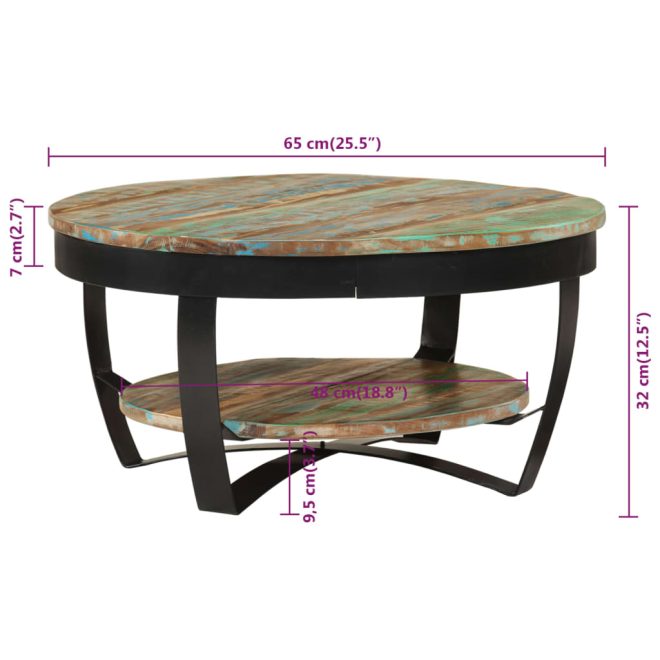 Coffee Table 65 cm – Solid Reclaimed Wood