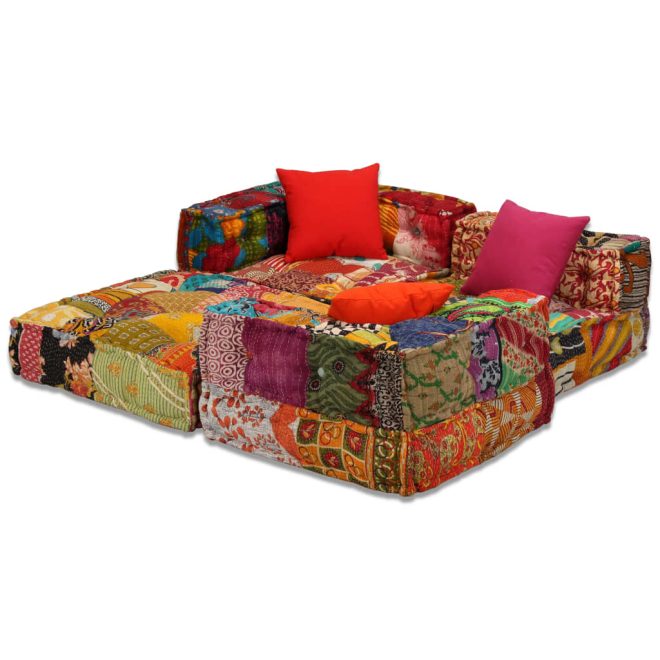 Blandford 3-Seater Modular Pouffe Fabric – Patchwork