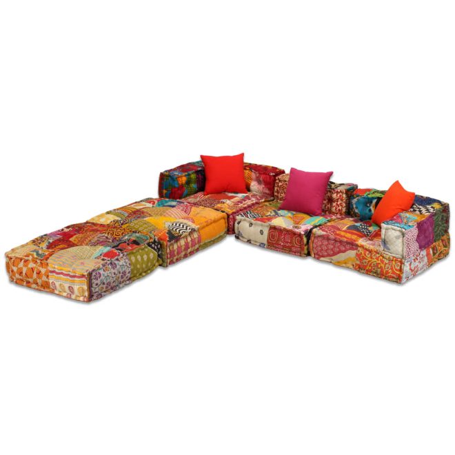 Blandford 3-Seater Modular Pouffe Fabric – Patchwork