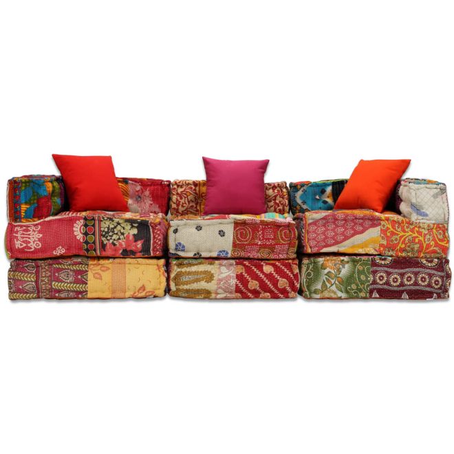 Blandford 3-Seater Modular Pouffe Fabric – Patchwork