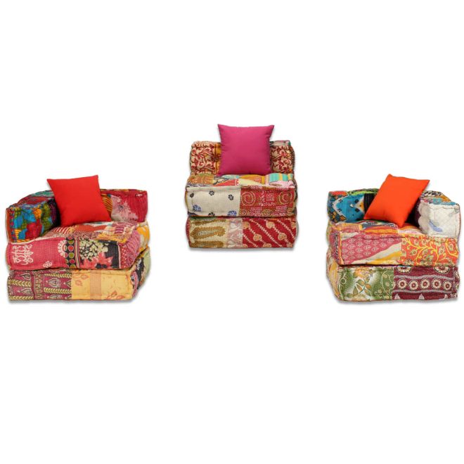 Blandford 3-Seater Modular Pouffe Fabric – Patchwork