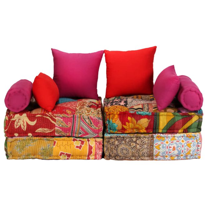 Chaddesden 2-Seater Modular Pouffe Fabric – Patchwork, 2-Seater Sofa