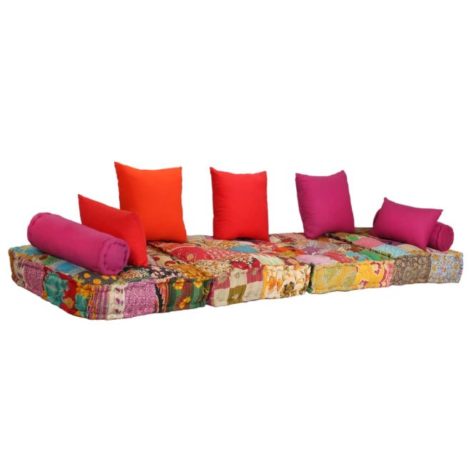 Chaddesden 2-Seater Modular Pouffe Fabric – Patchwork, 2-Seater Sofa