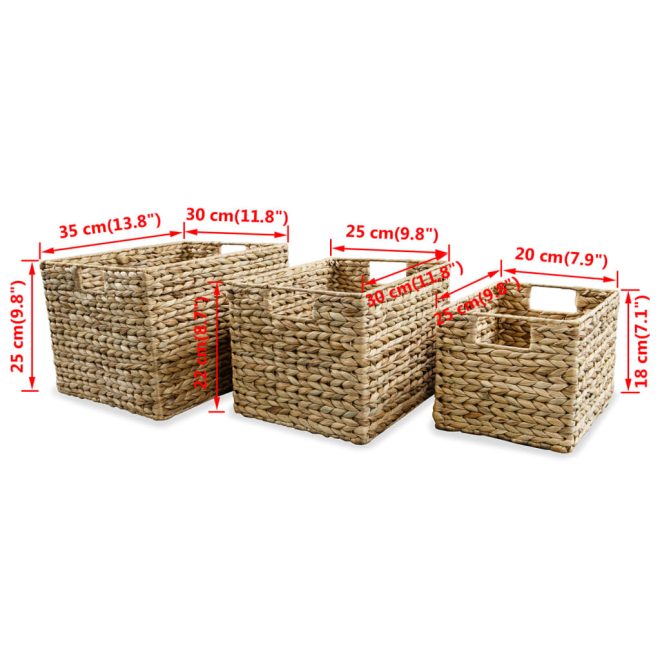 Storage Basket Set 3 Pieces Water Hyacinth